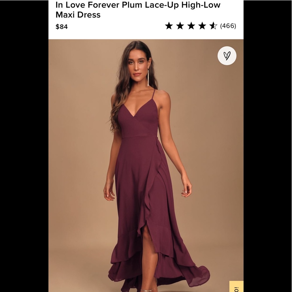 Lulu’s In Love Forever Plum Lace-Up High-Low Dress